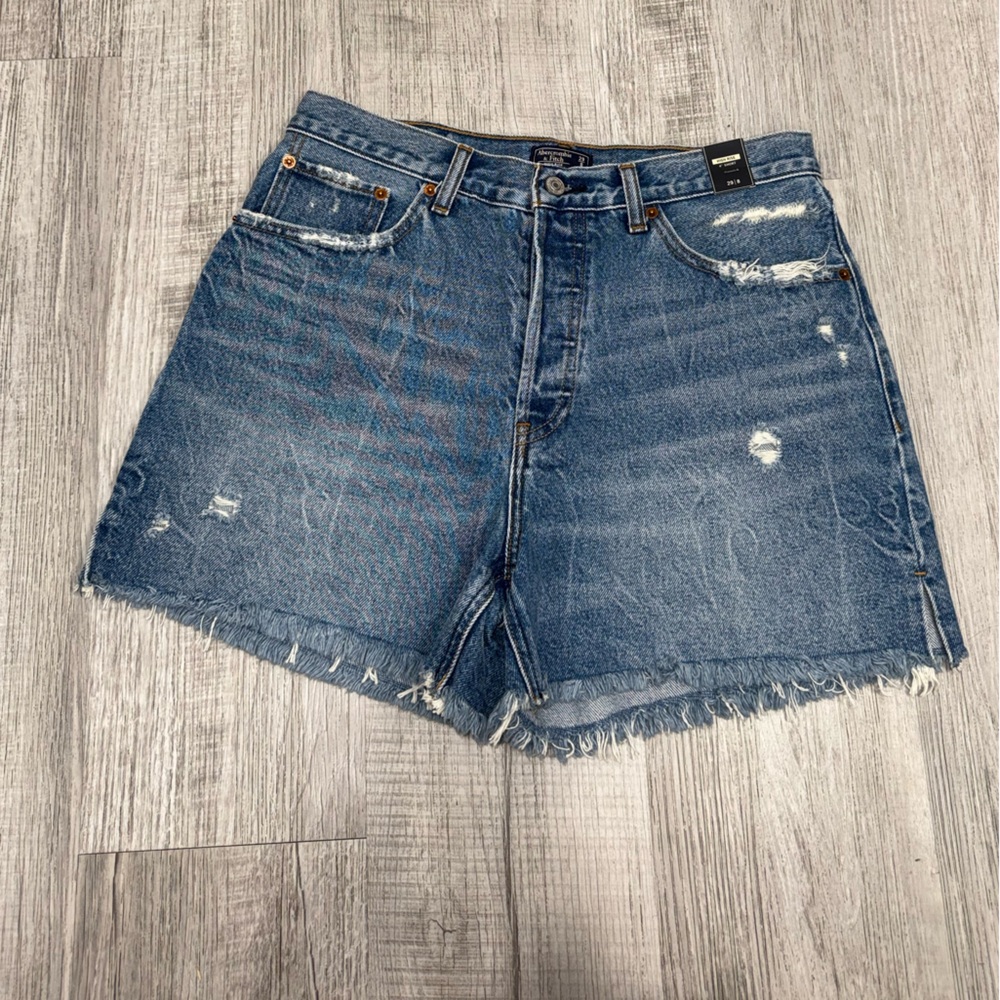 Abercrombie & Fitch Distressed Blue Denim Jean Shorts